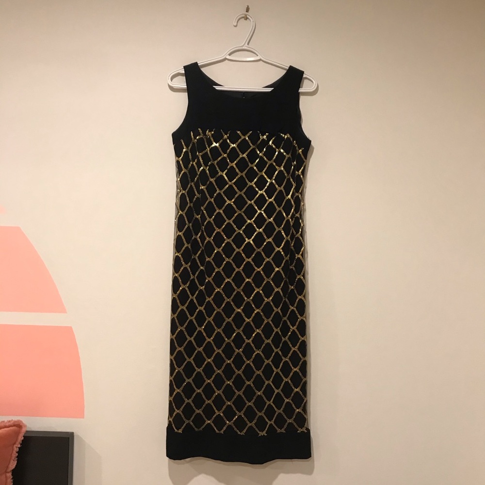 Vintage size small gold and black dress